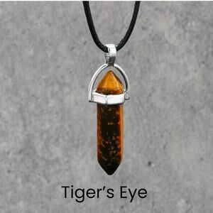 Tiger's Eye Crystal Silver Pendant Necklace Boho Fairycore Spiritual